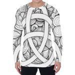 White Celtic Trinity Knot Symbol Print Men's Long Sleeve T-Shirt