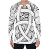 White Celtic Trinity Knot Symbol Print Men's Long Sleeve T-Shirt