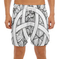 White Celtic Trinity Knot Symbol Print Men's Split Running Shorts