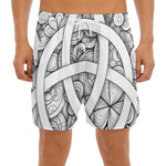 White Celtic Trinity Knot Symbol Print Men's Split Running Shorts