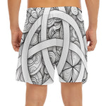 White Celtic Trinity Knot Symbol Print Men's Split Running Shorts