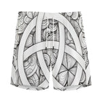 White Celtic Trinity Knot Symbol Print Men's Sports Shorts