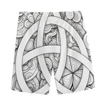 White Celtic Trinity Knot Symbol Print Men's Sports Shorts
