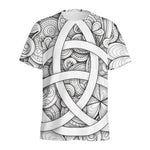 White Celtic Trinity Knot Symbol Print Men's Sports T-Shirt