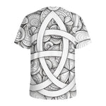 White Celtic Trinity Knot Symbol Print Men's Sports T-Shirt