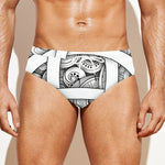 White Celtic Trinity Knot Symbol Print Men's Swim Briefs