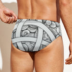 White Celtic Trinity Knot Symbol Print Men's Swim Briefs