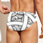 White Celtic Trinity Knot Symbol Print Men's Swim Briefs