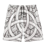 White Celtic Trinity Knot Symbol Print Men's Swim Trunks