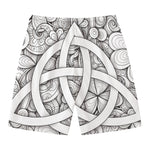 White Celtic Trinity Knot Symbol Print Men's Swim Trunks