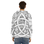 White Celtic Trinity Knot Symbol Print Men's Velvet Pullover Hoodie