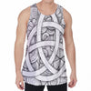 White Celtic Trinity Knot Symbol Print Men's Velvet Tank Top