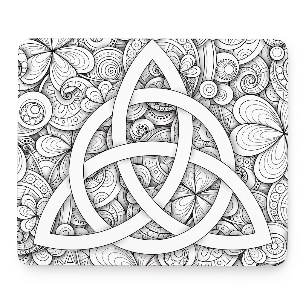 White Celtic Trinity Knot Symbol Print Mouse Pad