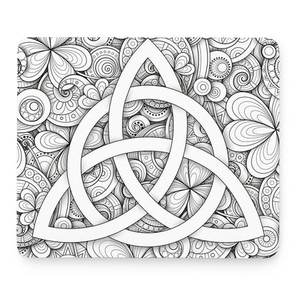 White Celtic Trinity Knot Symbol Print Mouse Pad