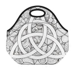 White Celtic Trinity Knot Symbol Print Neoprene Lunch Bag