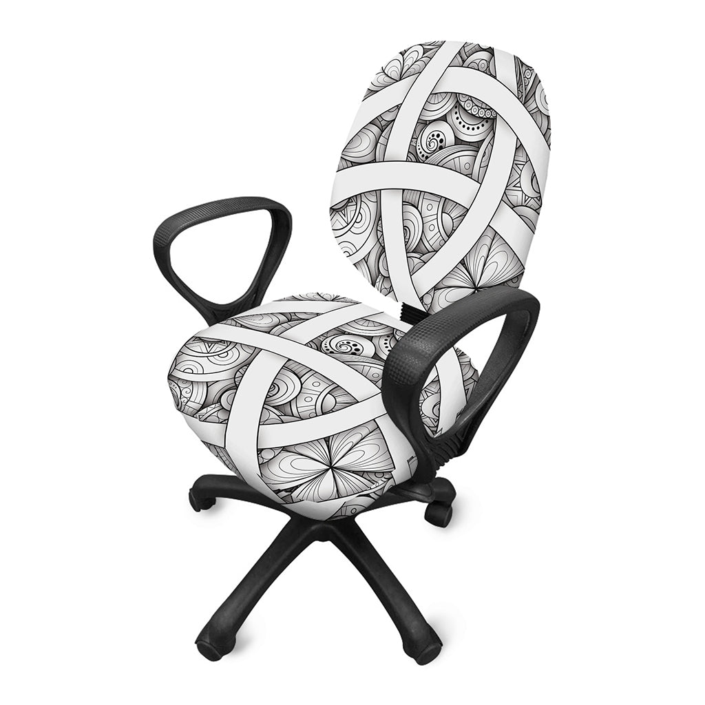 White Celtic Trinity Knot Symbol Print Office Chair Cover