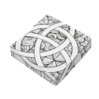 White Celtic Trinity Knot Symbol Print Outdoor Seat Cushion Cover