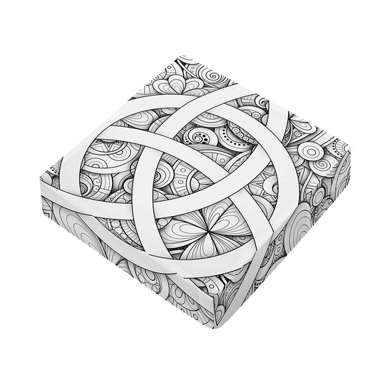 White Celtic Trinity Knot Symbol Print Outdoor Seat Cushion Cover