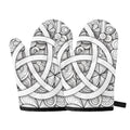 White Celtic Trinity Knot Symbol Print Oven Mitts
