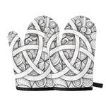White Celtic Trinity Knot Symbol Print Oven Mitts