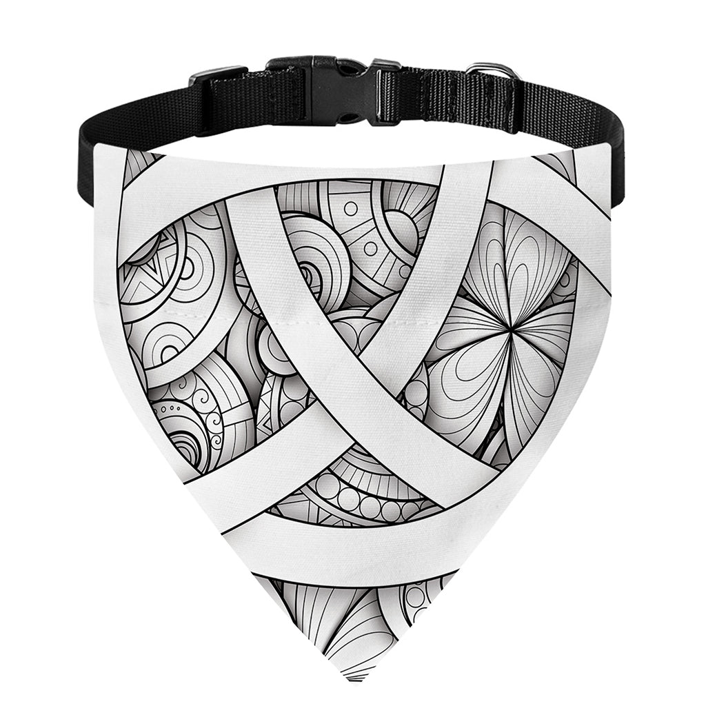 White Celtic Trinity Knot Symbol Print Over The Collar Dog Bandana