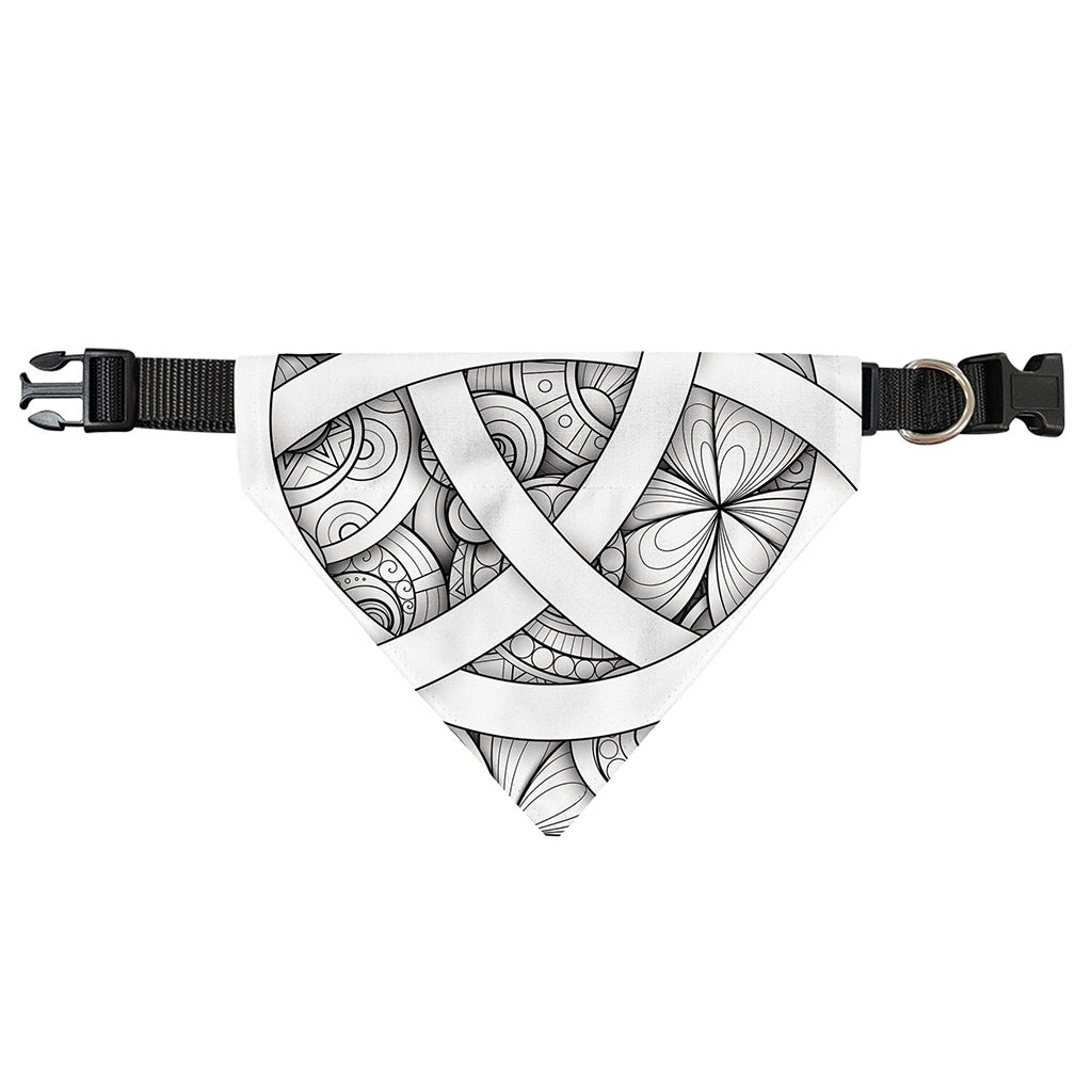 White Celtic Trinity Knot Symbol Print Over The Collar Dog Bandana