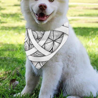 White Celtic Trinity Knot Symbol Print Over The Collar Dog Bandana