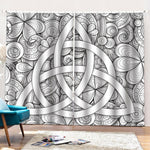 White Celtic Trinity Knot Symbol Print Pencil Pleat Curtains