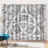 White Celtic Trinity Knot Symbol Print Pencil Pleat Curtains