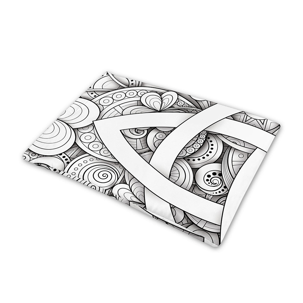 White Celtic Trinity Knot Symbol Print Pet Cooling Mat Cover
