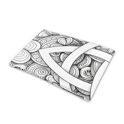 White Celtic Trinity Knot Symbol Print Pet Cooling Mat Cover
