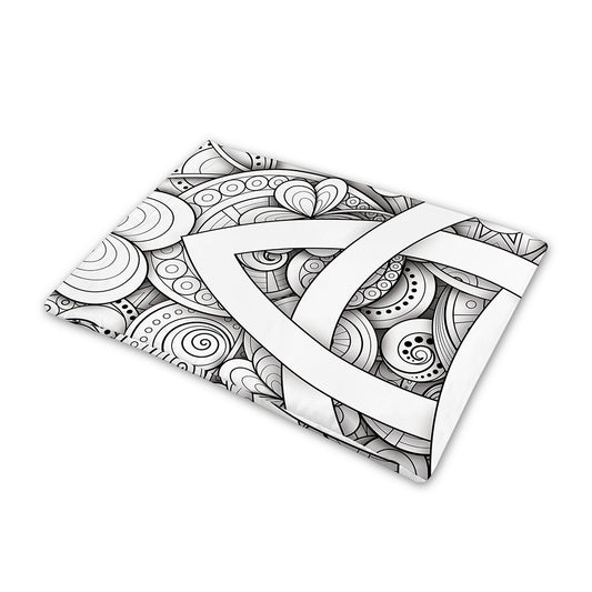 White Celtic Trinity Knot Symbol Print Pet Cooling Mat Cover