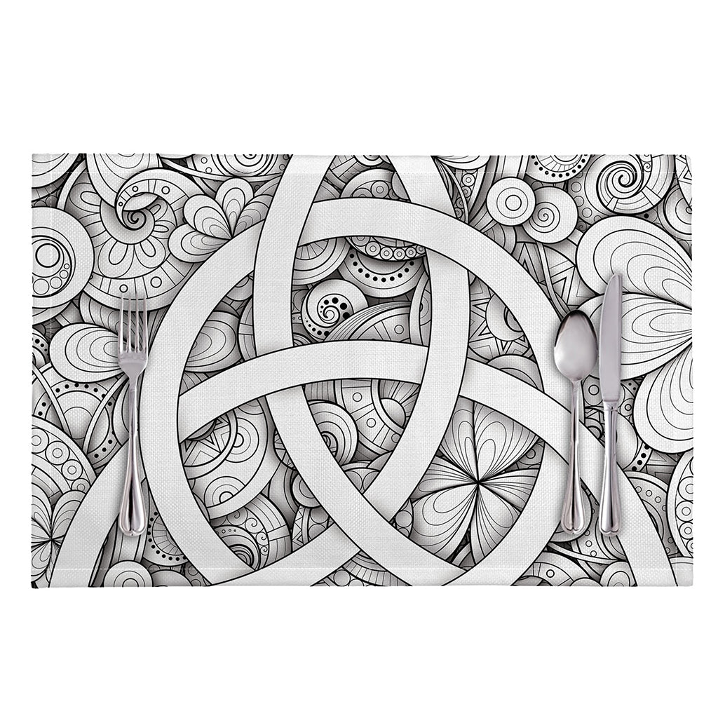 White Celtic Trinity Knot Symbol Print Placemat