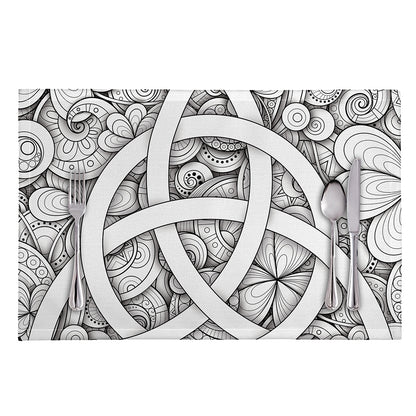 White Celtic Trinity Knot Symbol Print Placemat