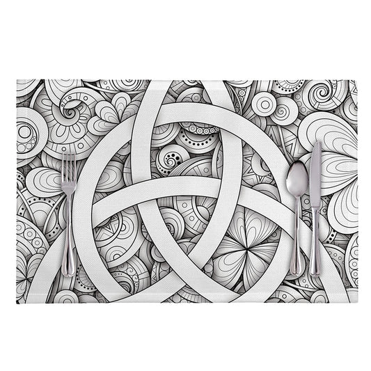 White Celtic Trinity Knot Symbol Print Placemat