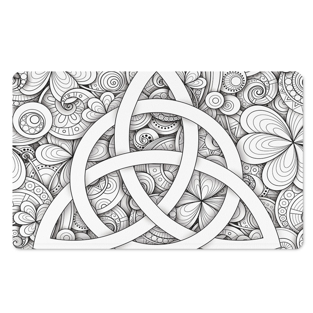 White Celtic Trinity Knot Symbol Print Polyester Doormat