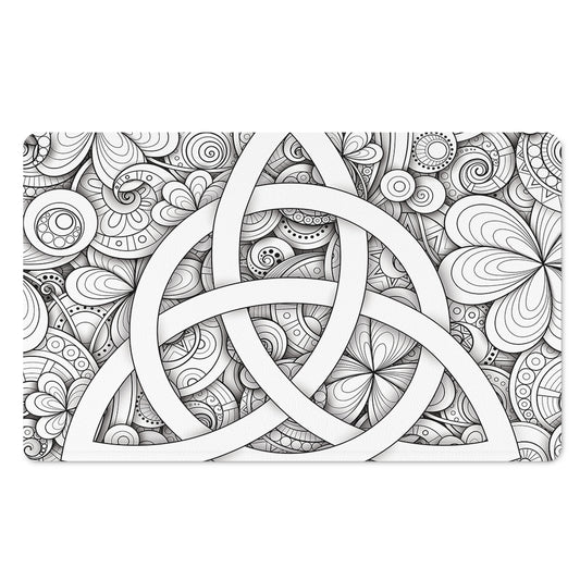 White Celtic Trinity Knot Symbol Print Polyester Doormat