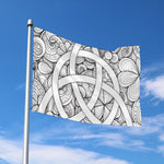 White Celtic Trinity Knot Symbol Print Polyester Flag