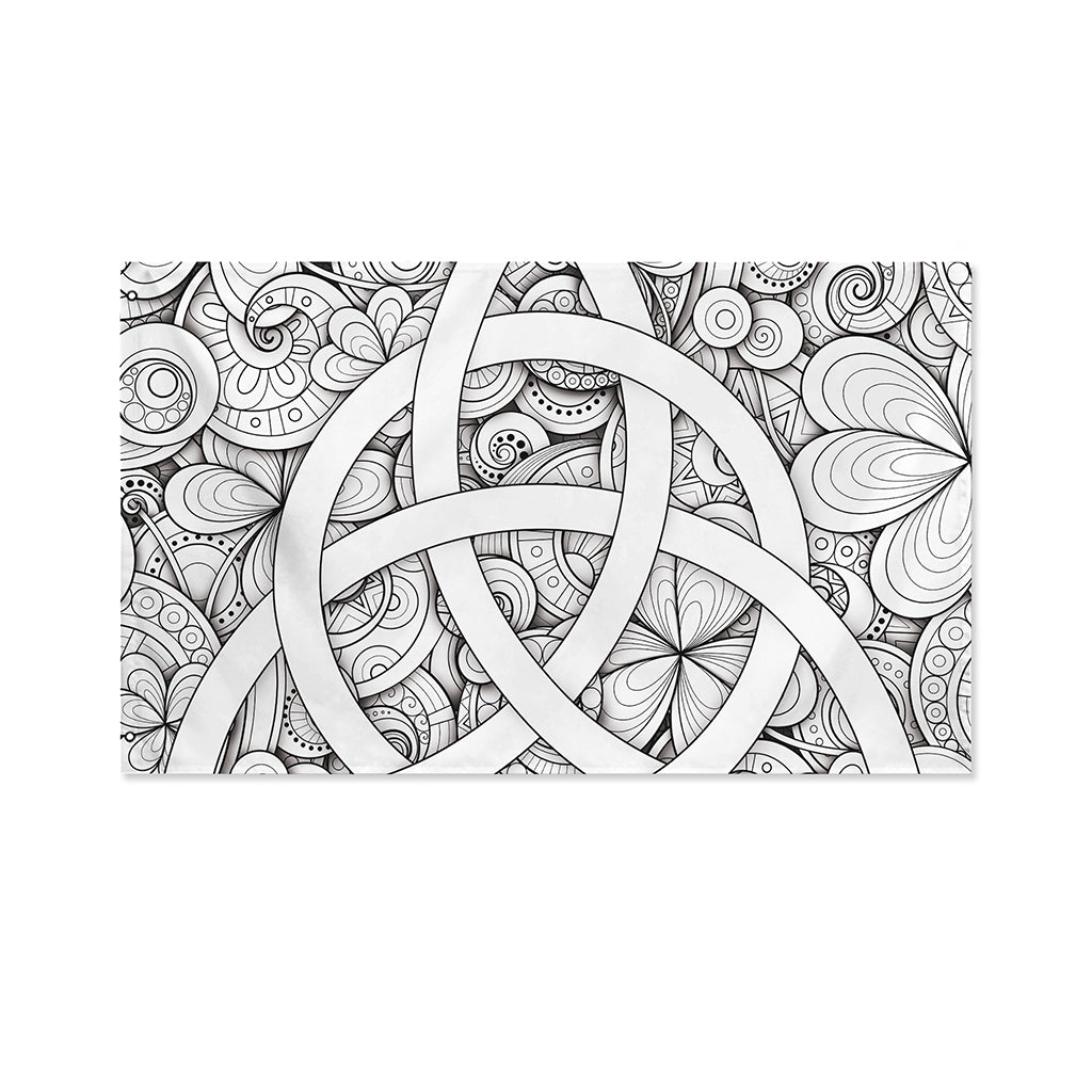 White Celtic Trinity Knot Symbol Print Polyester Flag