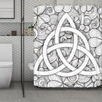 White Celtic Trinity Knot Symbol Print Polyester Shower Curtain