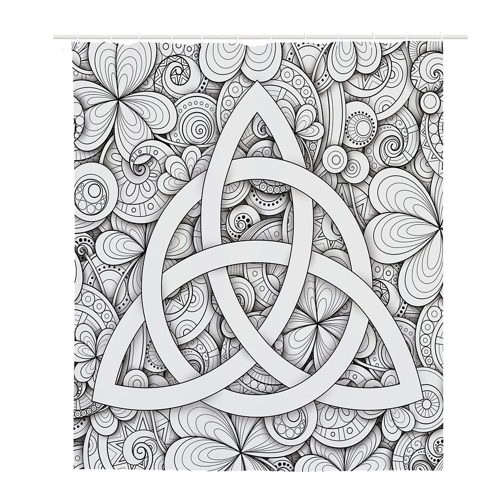 White Celtic Trinity Knot Symbol Print Polyester Shower Curtain