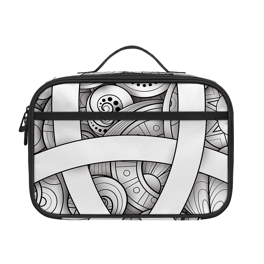 White Celtic Trinity Knot Symbol Print Portable Lunch Bag