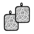 White Celtic Trinity Knot Symbol Print Pot Holders