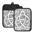 White Celtic Trinity Knot Symbol Print Pot Holders With Pocket
