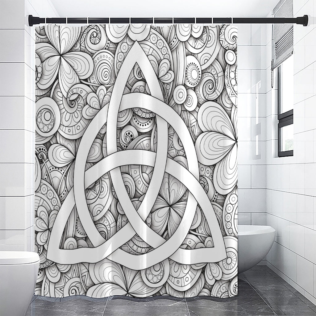 White Celtic Trinity Knot Symbol Print Premium Shower Curtain