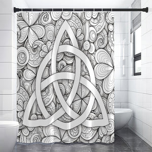 White Celtic Trinity Knot Symbol Print Premium Shower Curtain