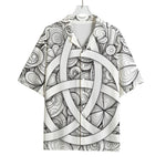White Celtic Trinity Knot Symbol Print Rayon Hawaiian Shirt