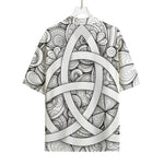 White Celtic Trinity Knot Symbol Print Rayon Hawaiian Shirt