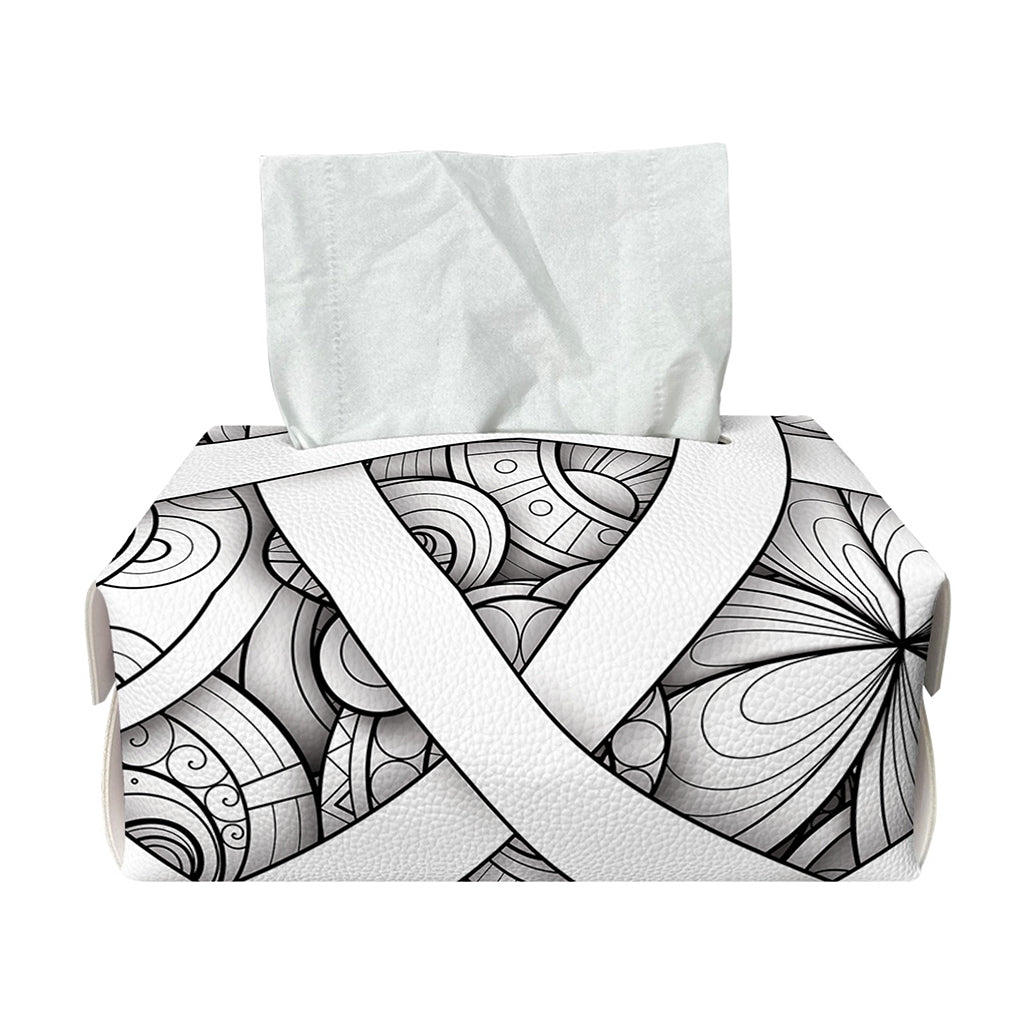White Celtic Trinity Knot Symbol Print Rectangle Tissue Box Cover