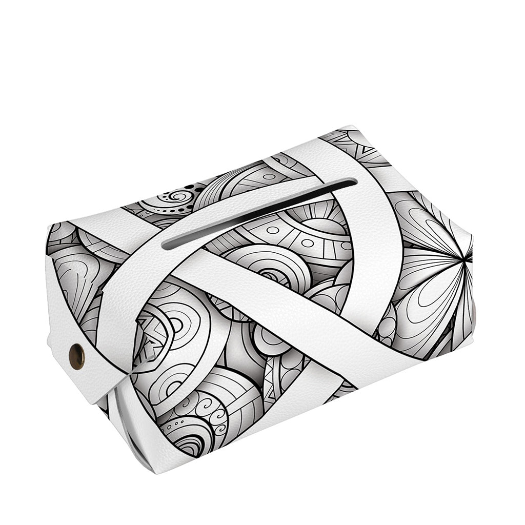 White Celtic Trinity Knot Symbol Print Rectangle Tissue Box Cover